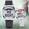 Mr right fashion leather couple watch king couple watch waterproof new arrive