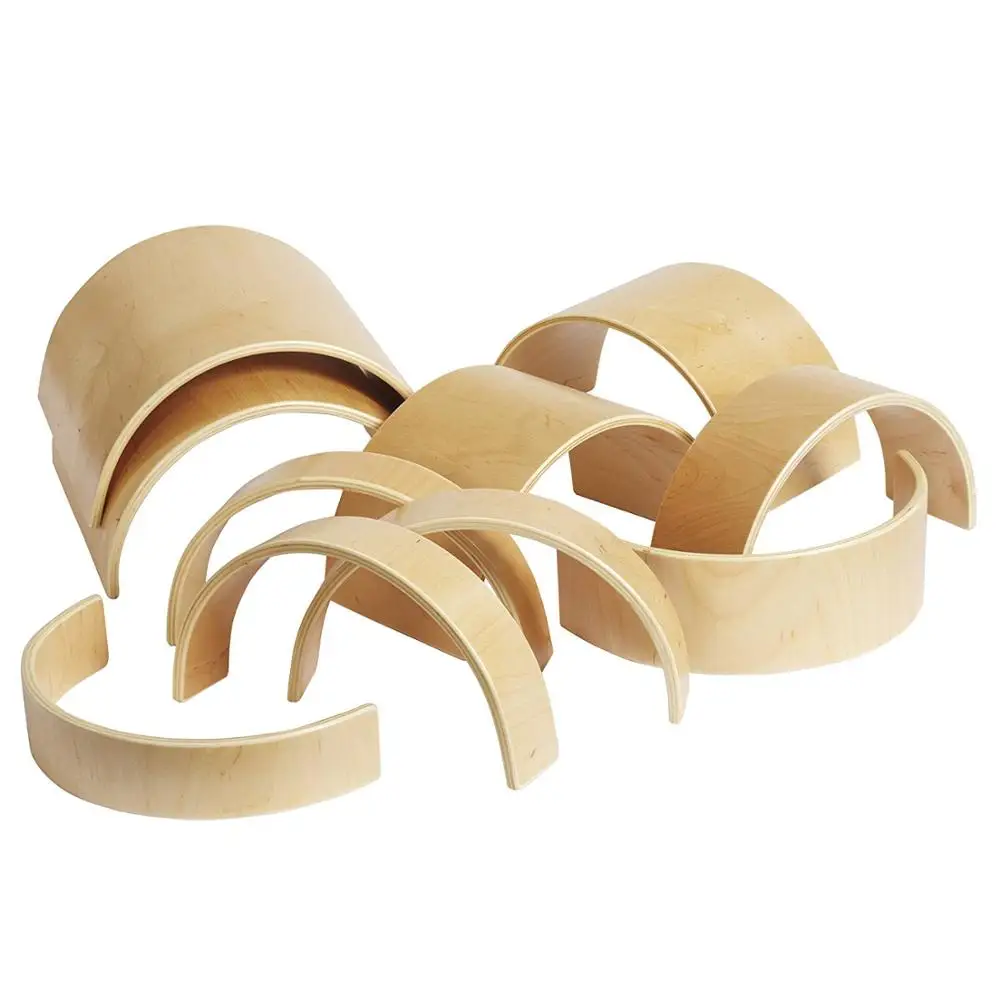 Wooden Block Rainbow Shape Natural Color Educational Toy Wooden Arches