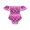 Snake print off the shoulder simple style summer baby clothes romper
