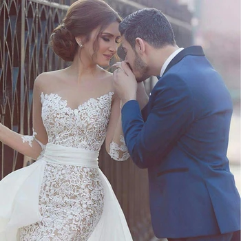 Short Sleeve.Sheath Column Wedding Dress