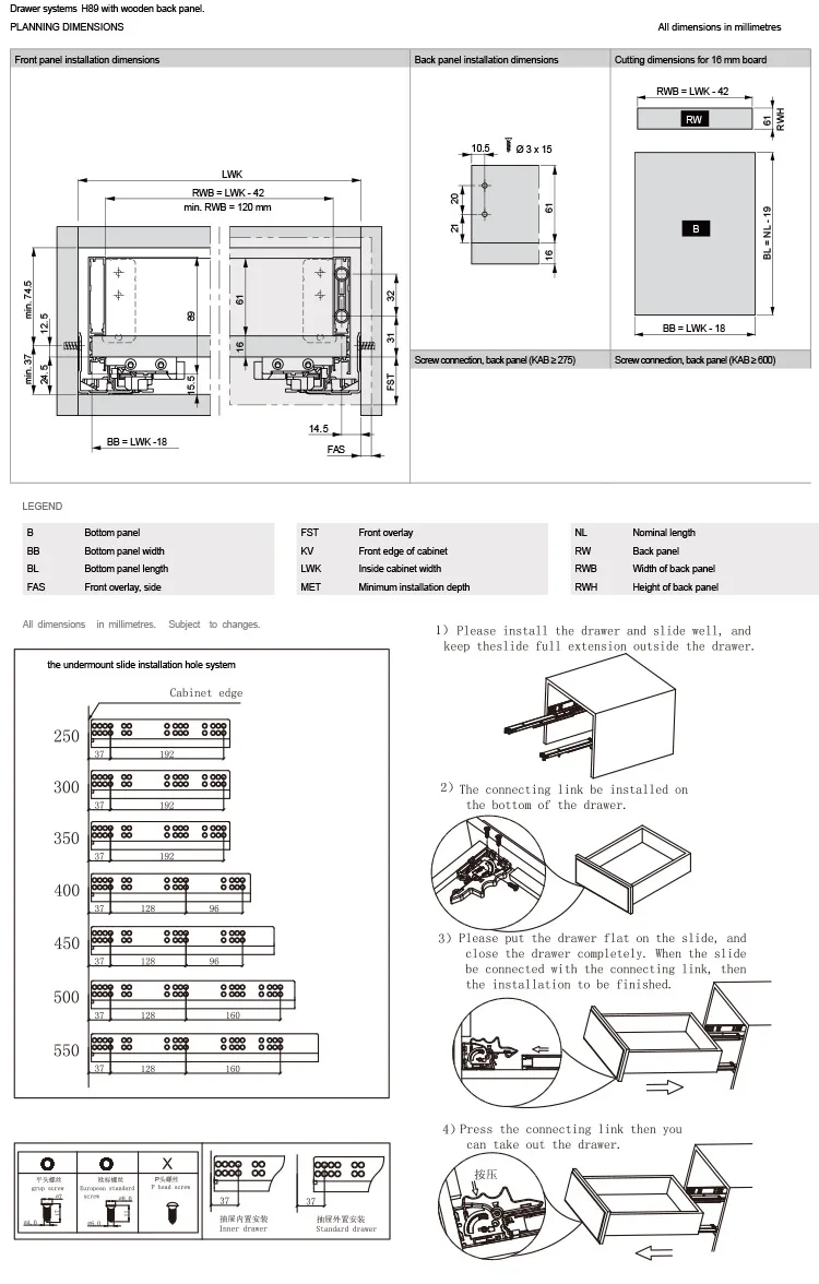 Geriss Soft Close Kitchen Cabinet Slide Drawer Channel Double Wall