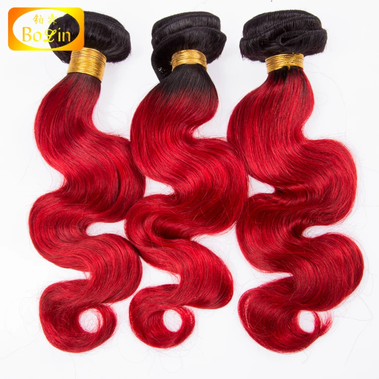 Peruvian Human Hair Body Wave Two Tone Ombre Colored Hair Weave Bundles