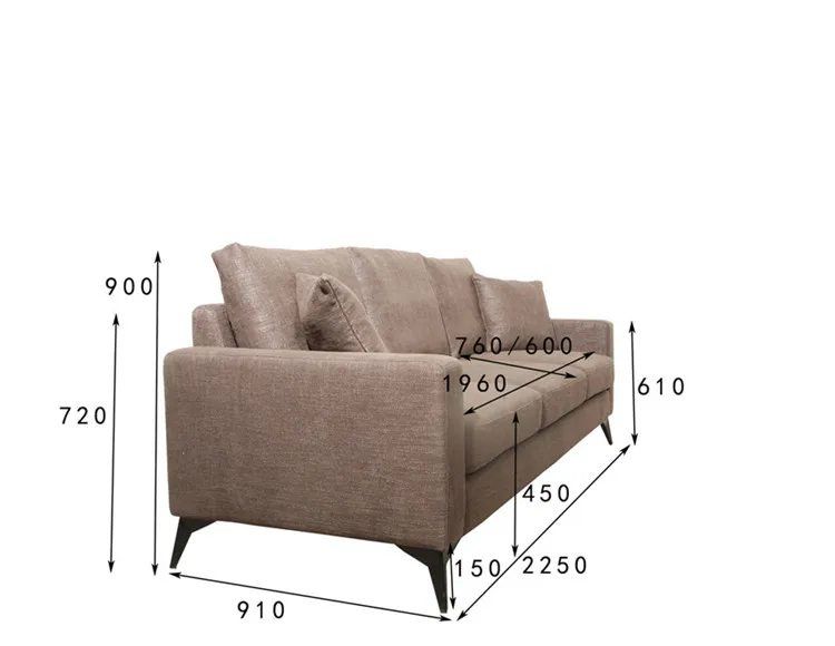 Hot Selling Promotion High Quality Sitting Room Cheap Brown 3 Seat Sofa