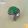 Wholesale Turkish 925 silver real green jade male man rings