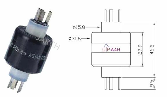 Digital audio 1200RPM Mercury Slip Ring A4H for Heating roller Filling equipment