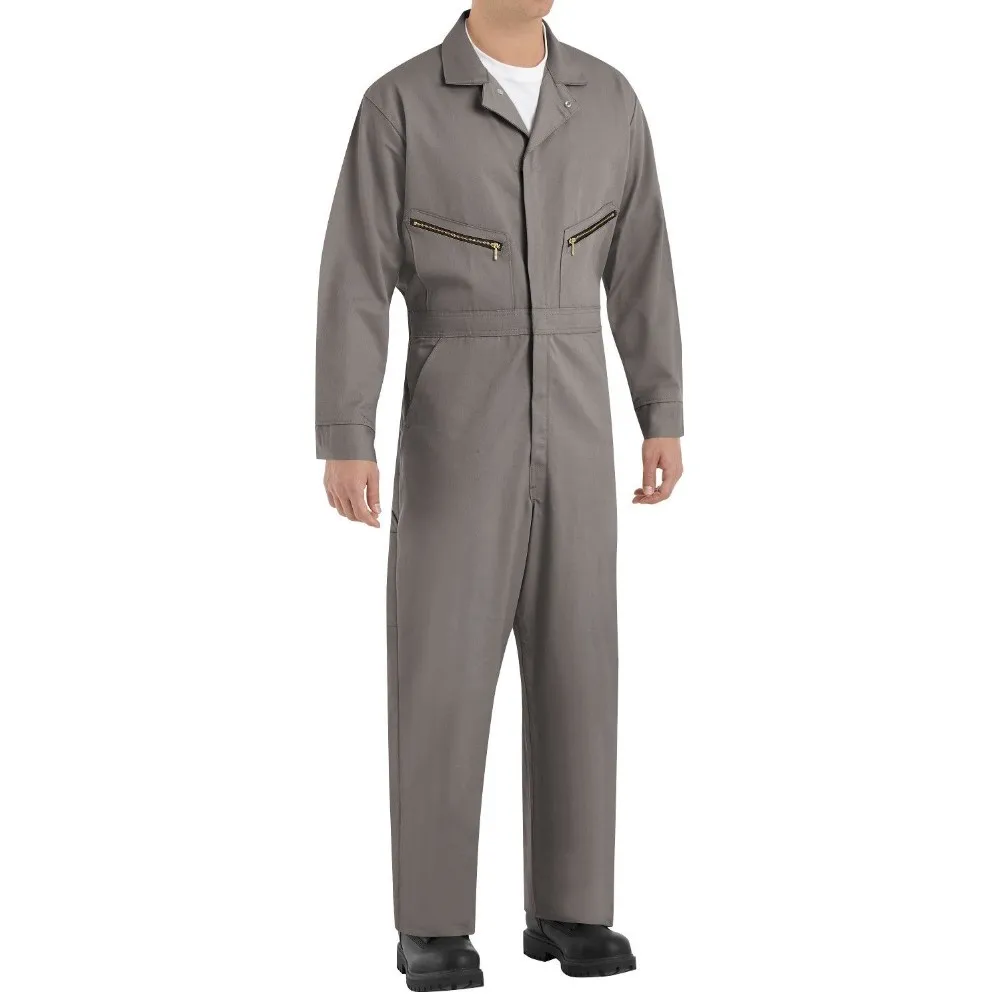 Red kap Mens long Sleeve Cotton work Coveralls Grey