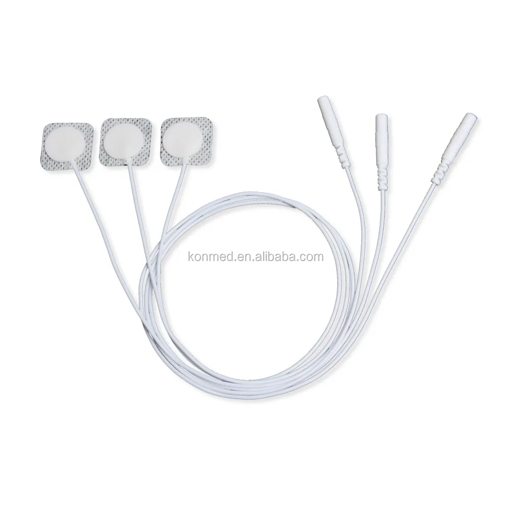 Reusable Ecg Electrode Pads With Sticky Gel And Longer Lead Wire For