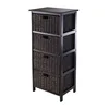 Wood material 4 Section Storage Shelf with 4 Black Foldable Baskets