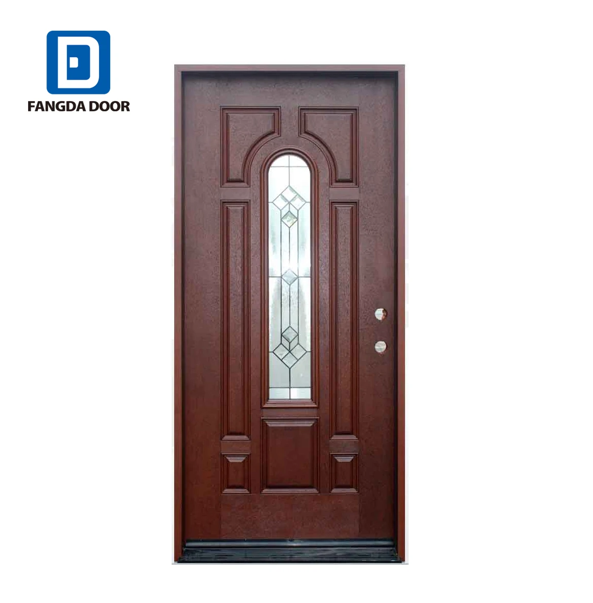 Fangda Swing Center Arch Mahogany Textured Modern Fiberglass Entry