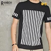 Hot Sales Wholesale Custom Mens Screen Printing White Stripe T Shirt In Black