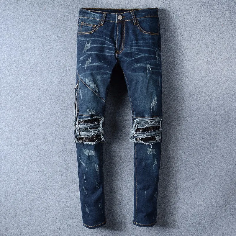 mens jeans with leather knee patches