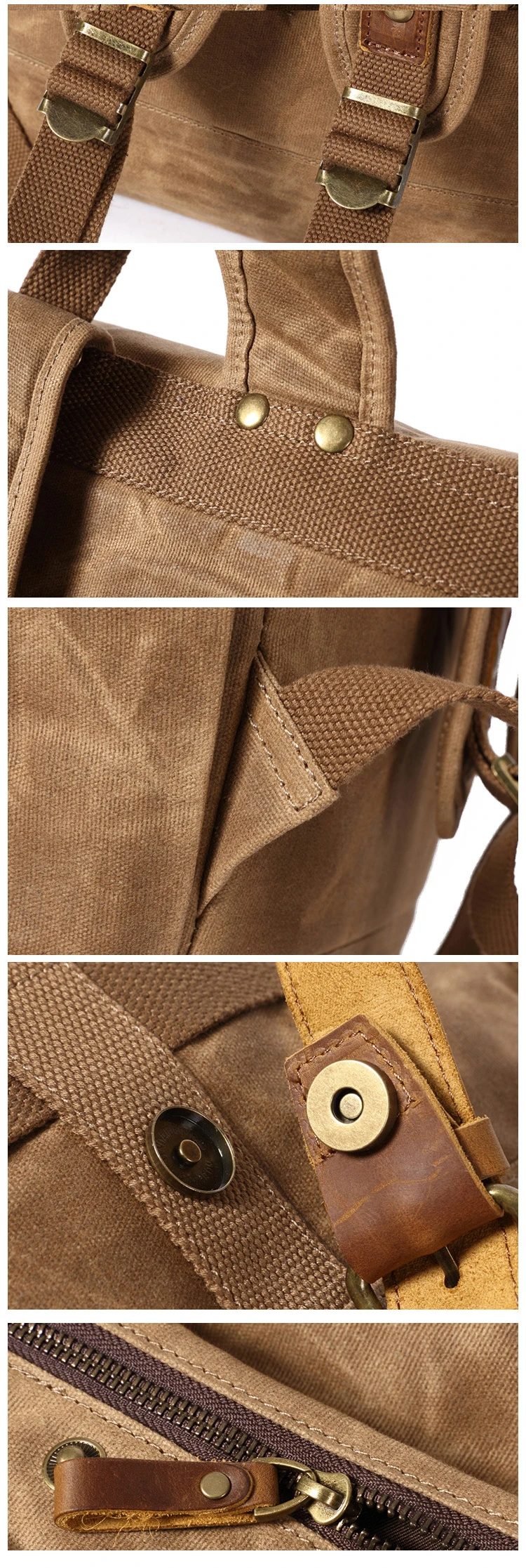 Waterproof hiking waxed canvas leather designer outdoor leisure back pack backpack rucksack bag for teenager