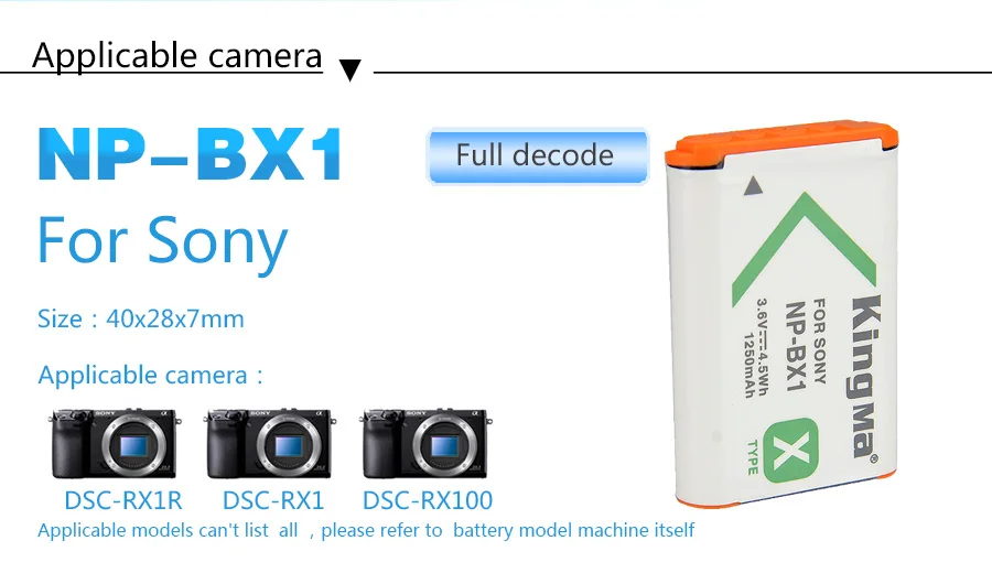 KingMa Professional rechargeable Digital Camera battery BX1 for Sony NP-BX1