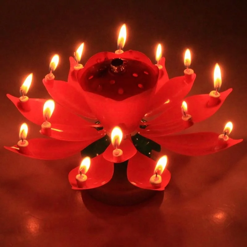 Wholesale Flower Rose Music Automatic Singing Lotus Birthday Candle ...