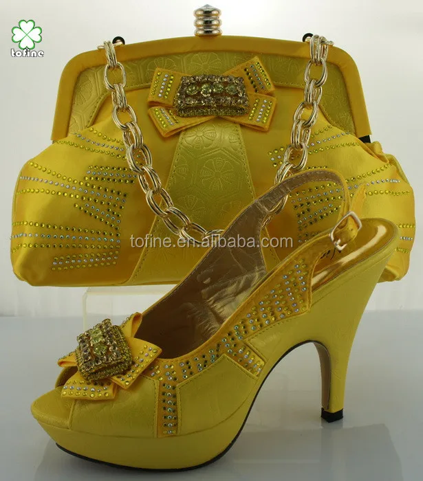 yellow shoes and handbags