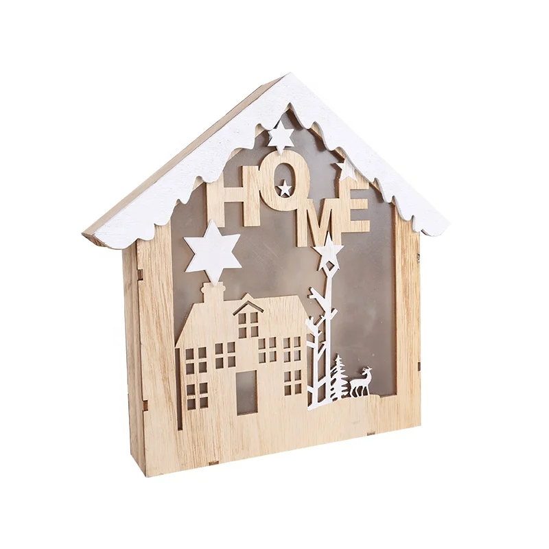 Christmas Decoration Supplies LED House Wooden Twinkle Christmas Lights Home Lamp Night Light with Battery Gift