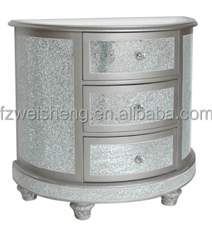 Crackle Glass Mirrored Half Moon 3 Drawer Chest Buy Mirrored