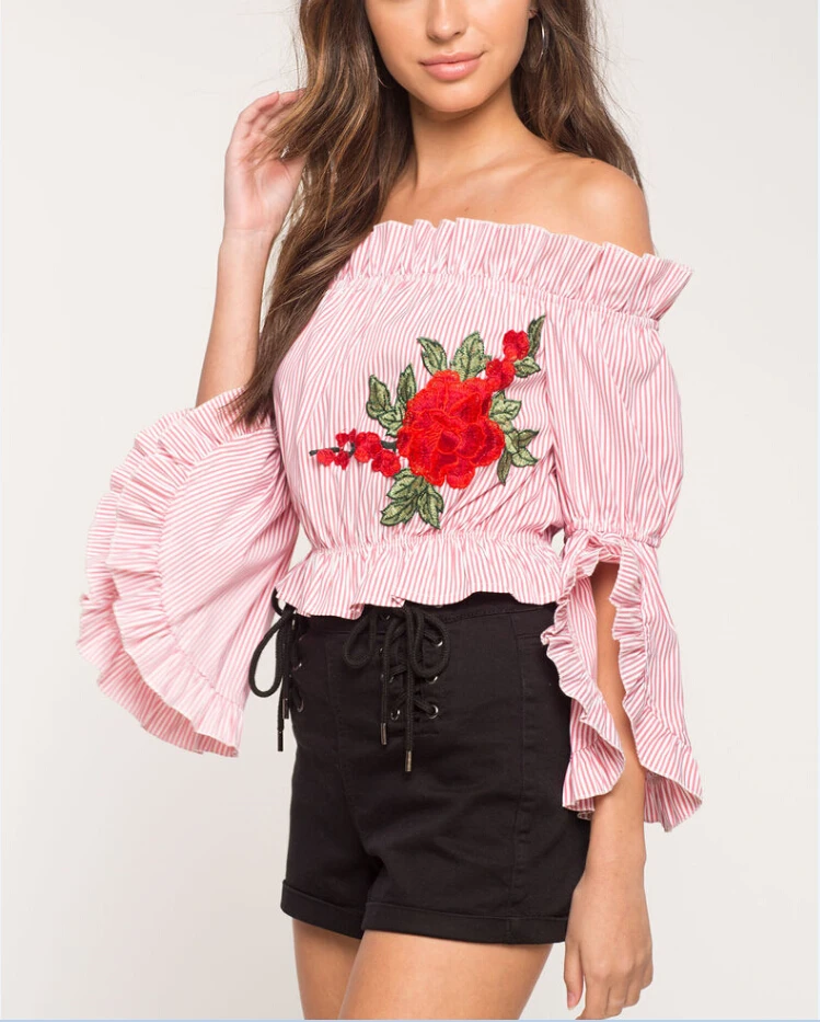 Women Floral Rose Embroidered Ladies Tops - Buy Women Clothing,Ladies ...