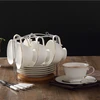 New hot sale embossed gold rim tea cup and saucer stand for 6 person