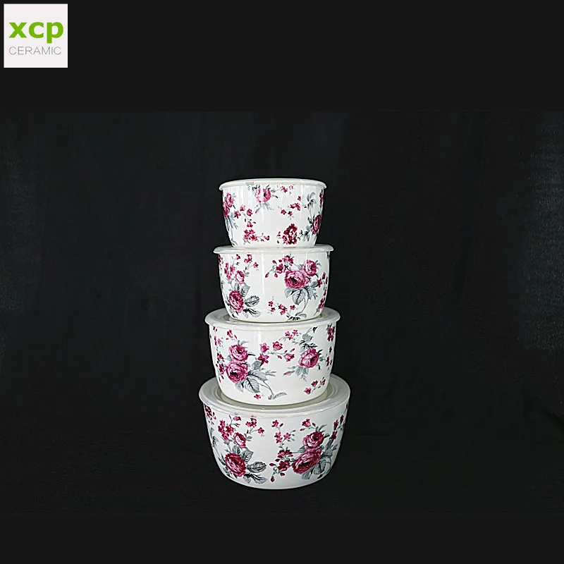 Wholesale High Quality Elegant Round Soup Ceramic Bowl With Plastic Lid