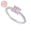 pink sapphire ring Sterling Silver Double Baguette Straight Cut Pink & Clear CZ Ring