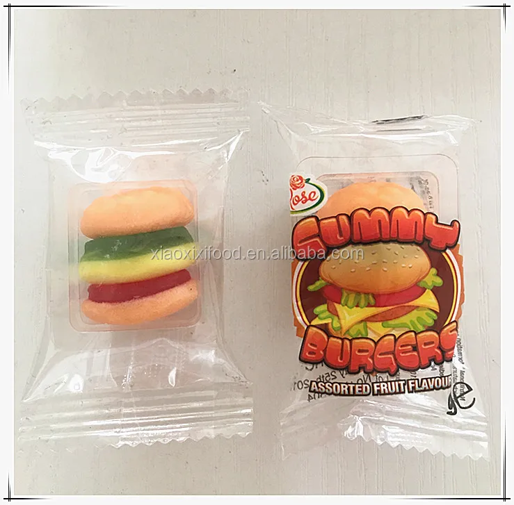 Gummy Burger Candy Hamburger Shaped Gummy Candy On Factory Hot Sell