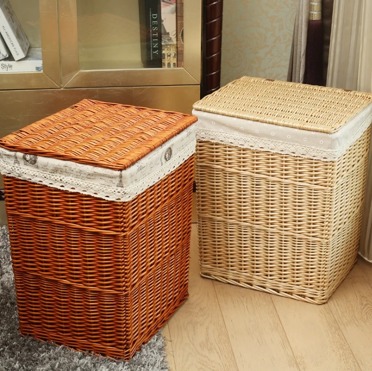 Laundrygo Natural Wicker Laundry Hamper Portable Handwoven Laundry Basket With Lid And Cotton