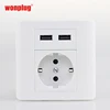 EU Germany Schuko electric dual usb wall socket suitable for Austria,Poland,Belgium