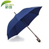 14Mm Wooden Shaft Windproof Dark Blue Auto Open Man Straight Umbrella