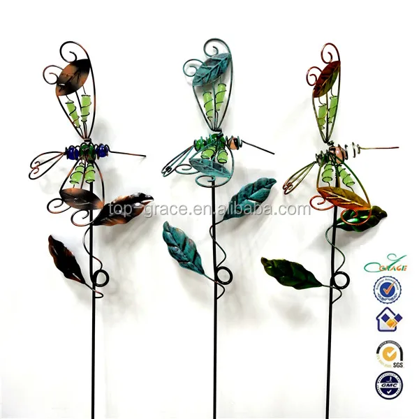 Decorative Metal Stained Glass Dragonfly Garden Stakes Buy