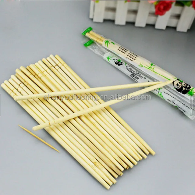 Japanese sushi disposable round bamboo chopsticks with full plastic wrapped and logo printing