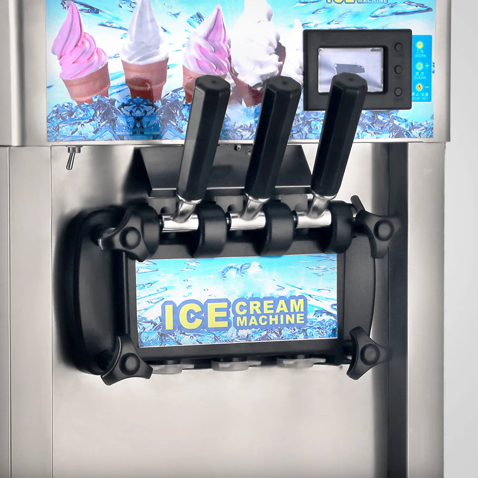 Hot Sale Soft Ice Cream Machine 3-Flavor Frozen Ice Cream Yogurt Maker With 18L/H Lcd Display
