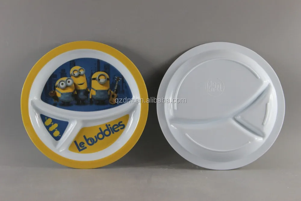 Round Shape Melamine Kids Divided Plate With Customer Design