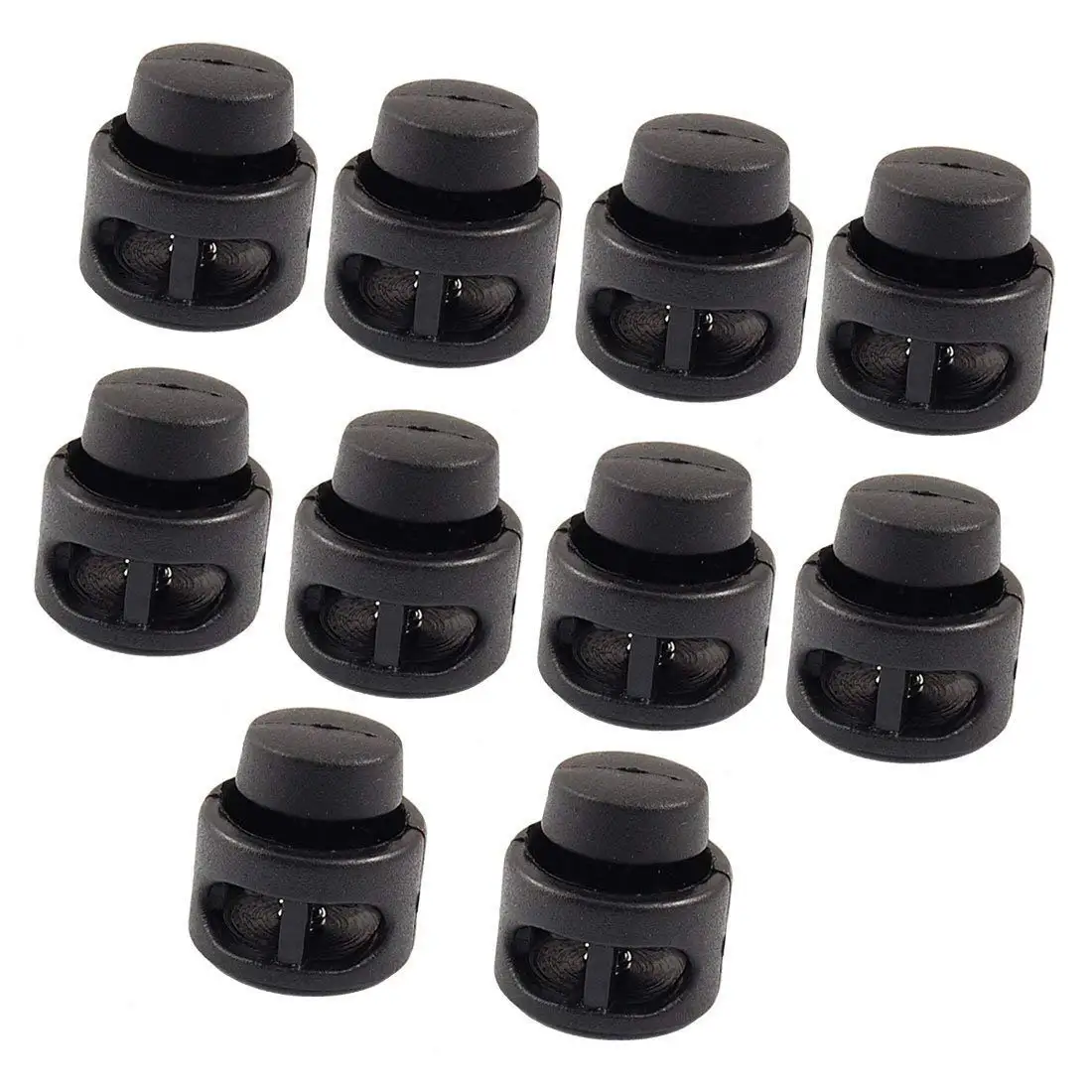 Flyshop Small Round Toggle Spring Loaded Stop Cord Locks End 10 Pcs Clear