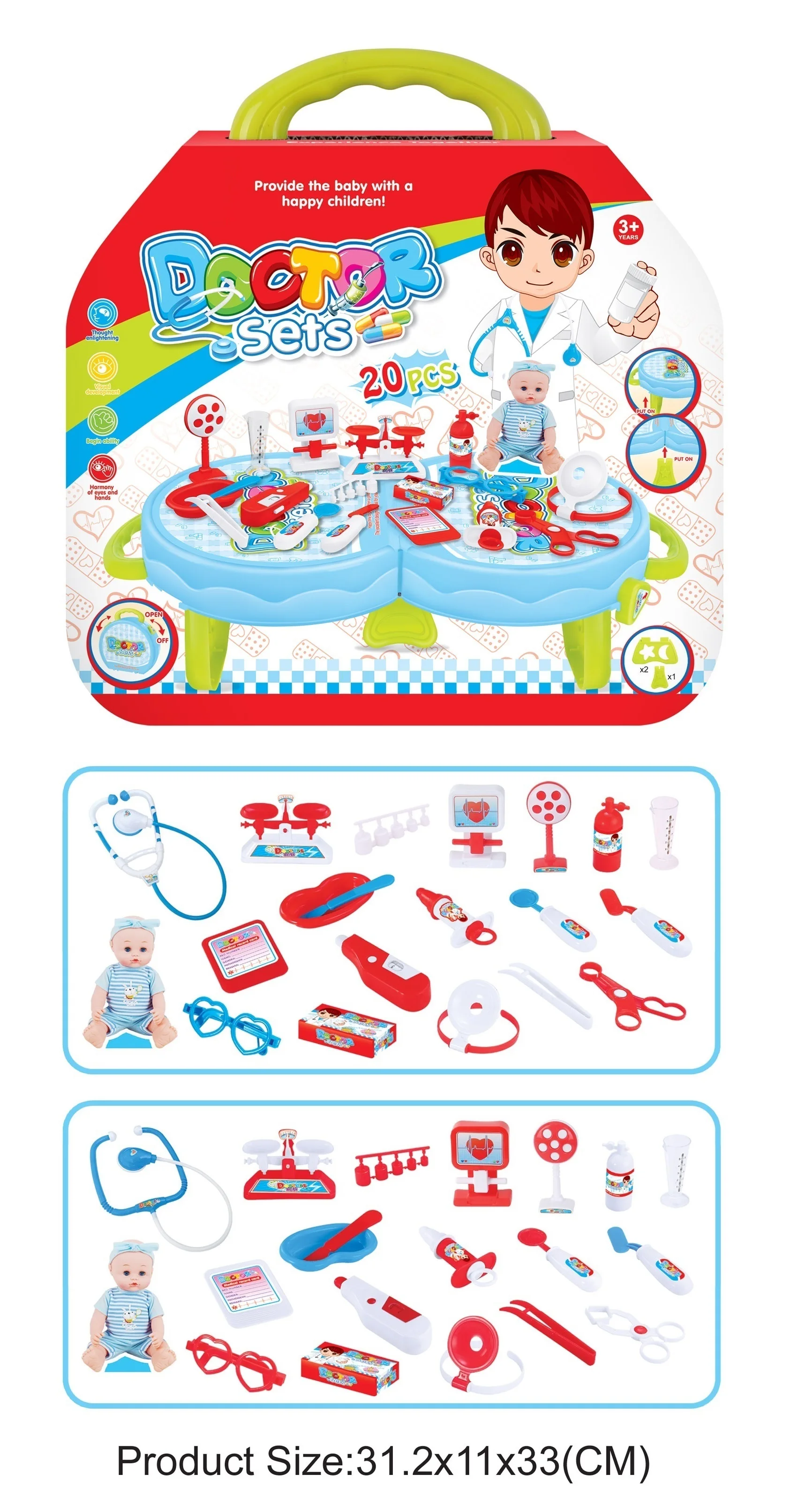 Baby Kids Playhouse Juego de juguetes de herramientas de médico de sim 