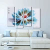 Abstract Colorful Blue Flower Original Oil Painting on Canvas