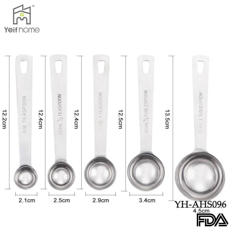 5pcs Amazon stainless steel washing powder measuring spoon