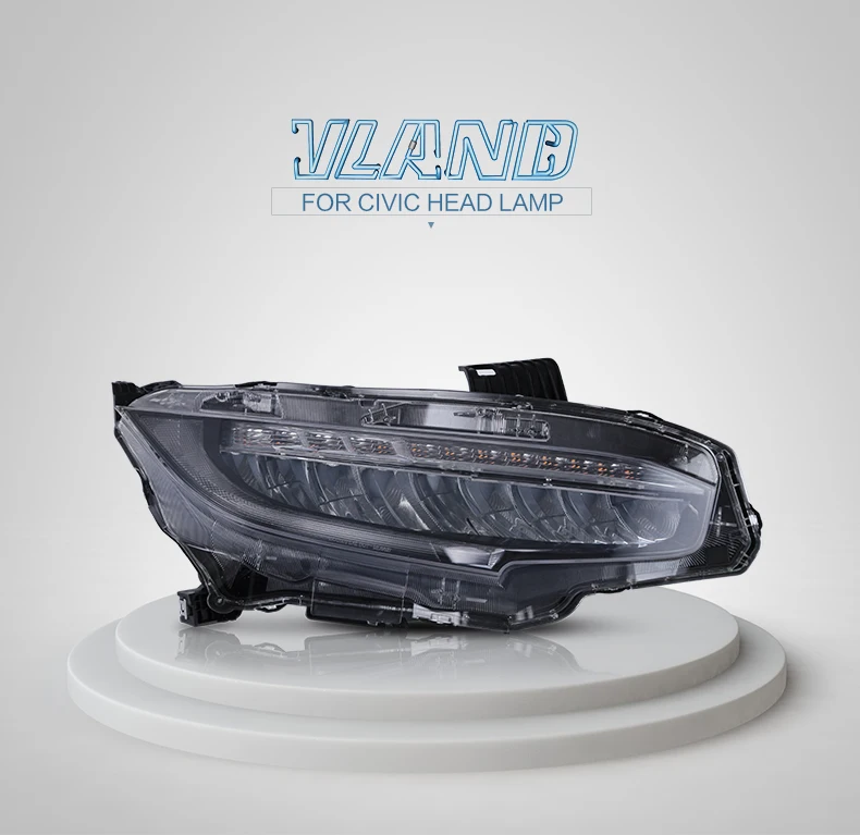 VLAND factory for Car Headlight for CIVIC LED Head light for 2016 2017 2018 for CIVIC Head lamp with moving turn signal
