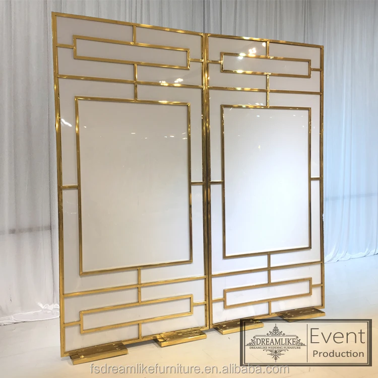 New Arrival Gold Stainless Steel White Acrylic Wedding Backdrop Wall Panels Buy Backdrop Wall