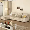 White leaves pattern cotton bias strip protective fabric sofa covers