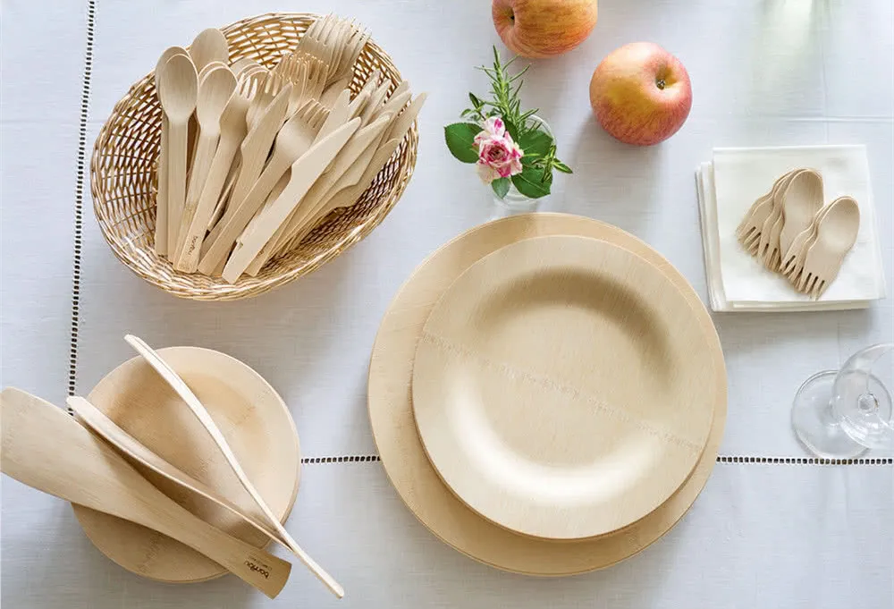 Disposable Ecofriendly Cutlery Bamboo Plate Set Buy Bamboo Plate