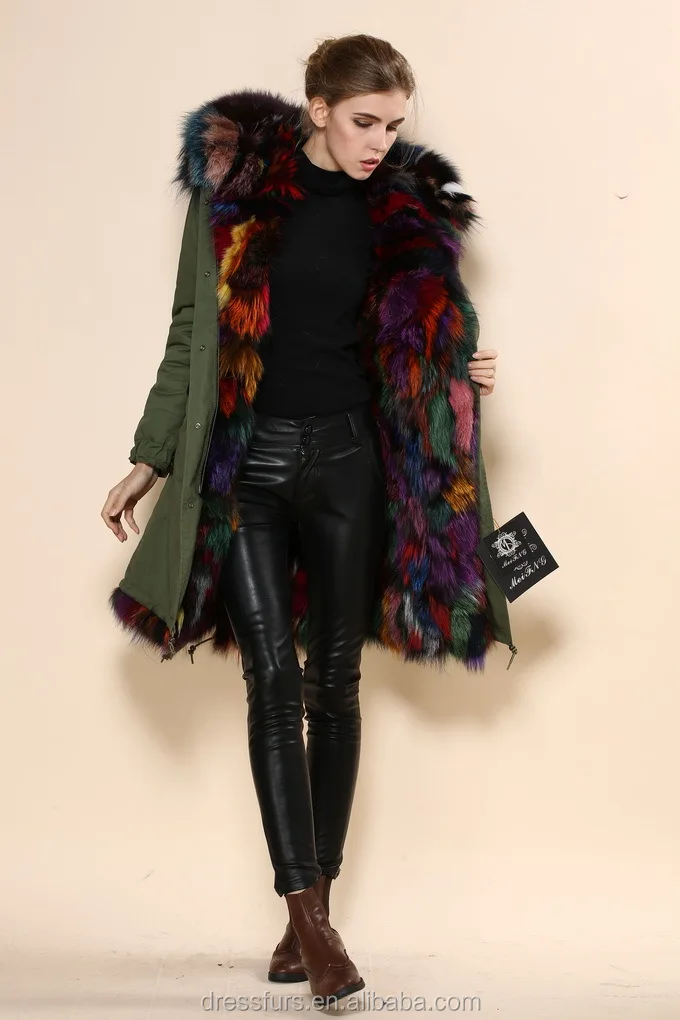 Zorro Moda Piel Abrigo De Verde F002 02 Larga Para Lujo w8qSO8YxZ