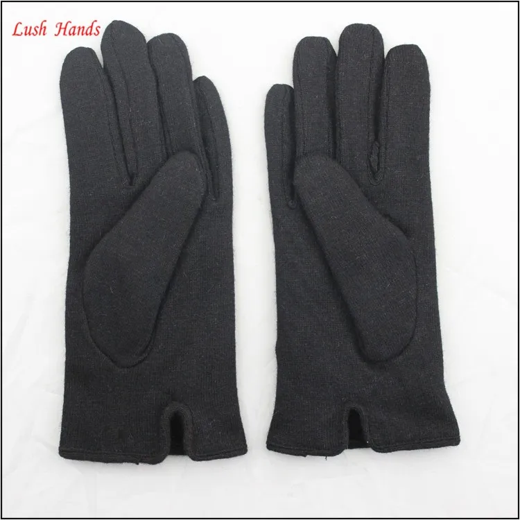 ladies fashion black woolen hand gloves women with venonat