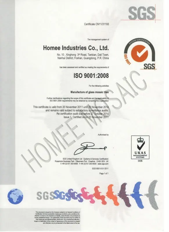 ISOcertificate of Homee 