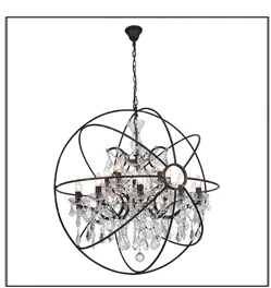 Fashion elegant chandeliers metal black shinny clear strip crystal pendant lamp family