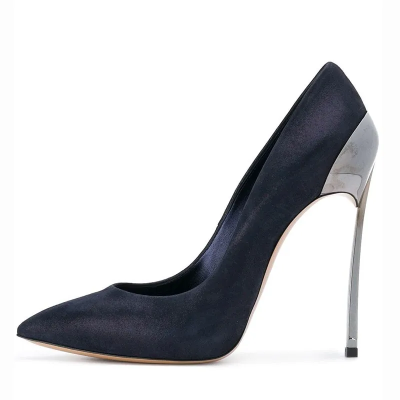 Metal Heel Blue Suede Upper Ladies Women Dress Shoes - Buy Women Dress ...