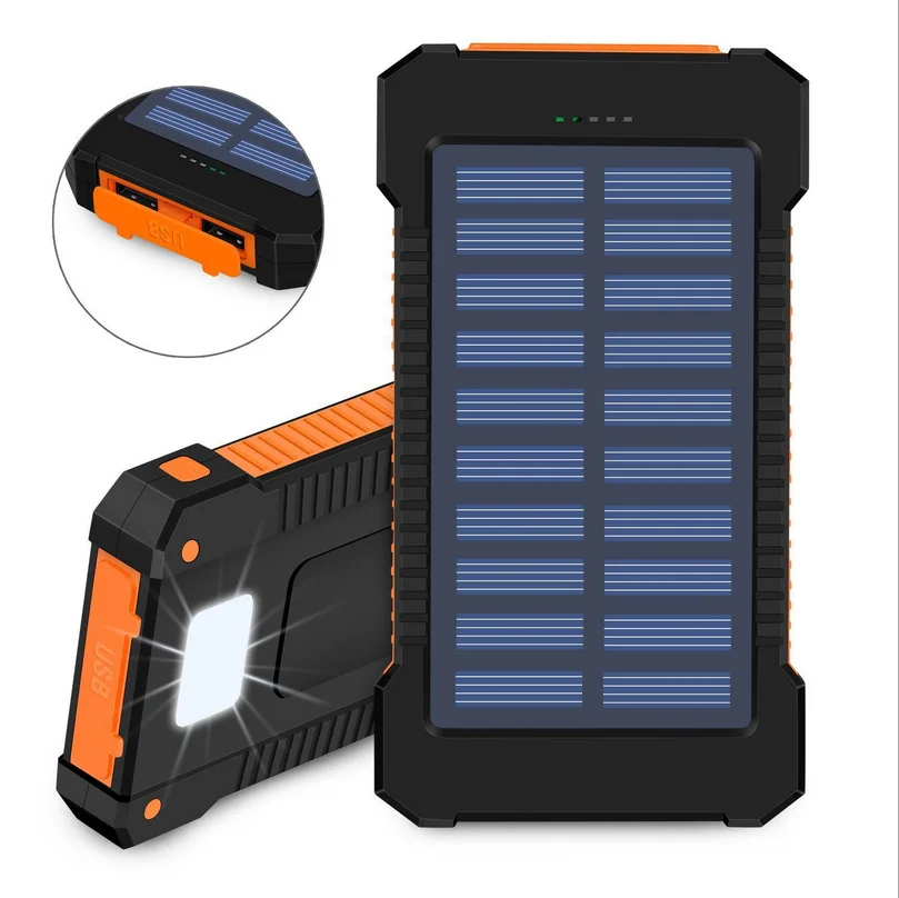10000 mAh Portable Emergency RoHS Solar Charger Power bank with Camping Light 10000 mAh Rohs Solar Cell Phone Charger