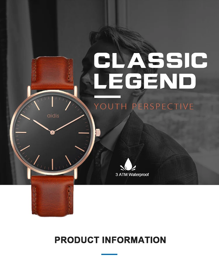 OEM Custom Logo Leather Waterproof Rose Gold Wrist Watch Japan Miyota Movement Quartz Watches Men Luxury