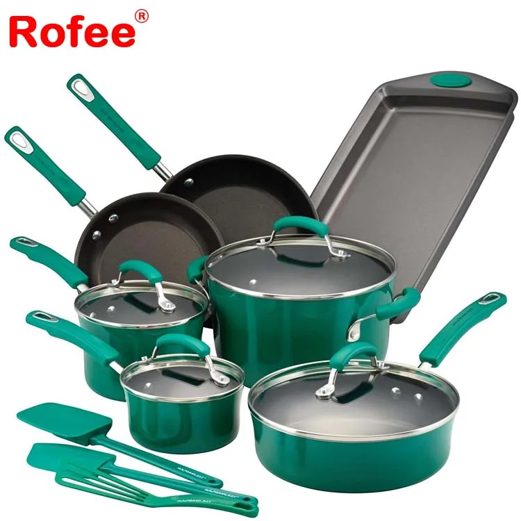 14piece Hard Enamel Nonstick Cookware Set,Fennel Gradient Buy Bright