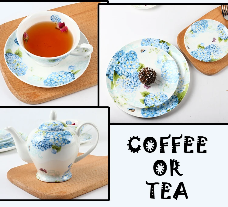 Brief One Person British Porcelain Tea Set Stand / Blue Floral Royal